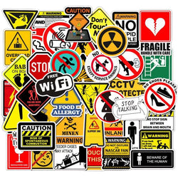 10/30/50pcs Warning Signs Stickers for Laptop Motorcycle Bike Luggage Home Decor DIY Danger Banning Reminder Funny Sticker (ONLINE ORDER ONLY)