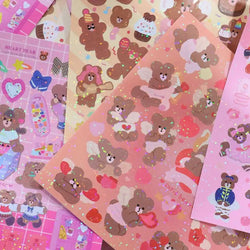 Laser Retro Bear Stickers Scrapbooking Decorative Sticker Korean DIY Diary Album Stick Label Kawaii Stationery (ONLINE ORDER ONLY)