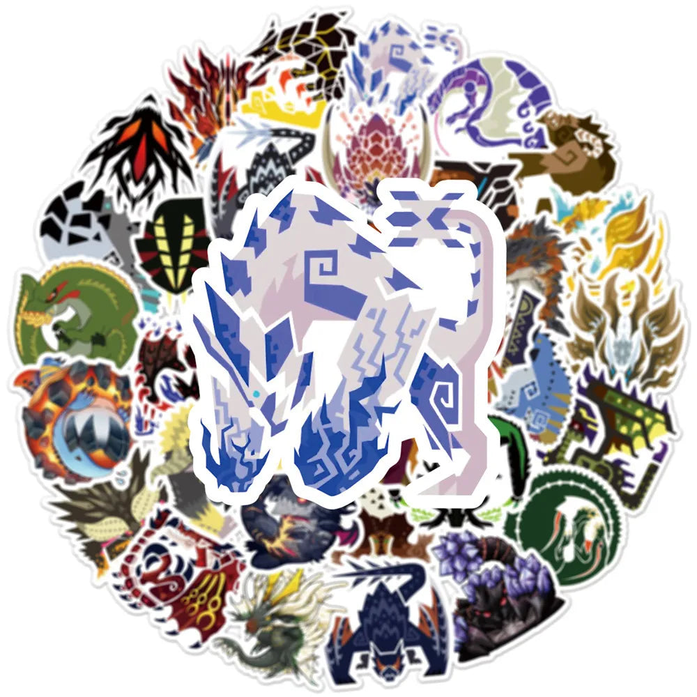 Monster Hunter Stickers: 10/30/50/100pcs - Bike, Window, Wall, Cup, Trolley (Online Order Only)