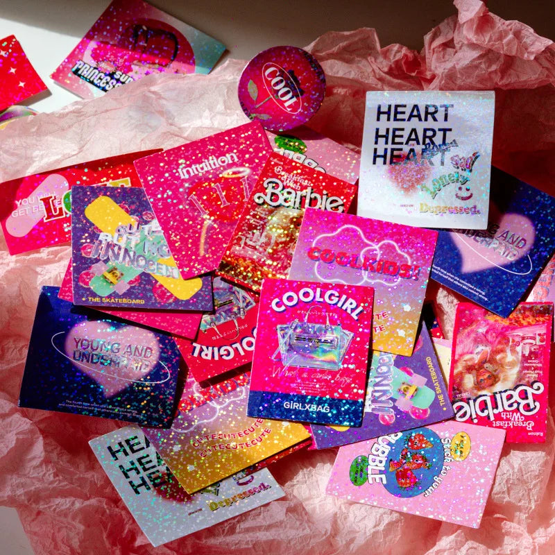 45Pcs/lot Neon Light Garden Series Laser Stickers Girl Scrapbooking Stick Label Diary Album Sticker Personalized Stationery Gift (Online Order Only)