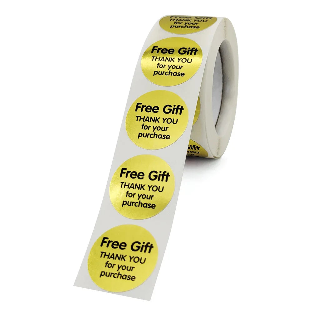 100-500pcs Thank You Stickers Free gift Gold Craft Handmade Sticker Circle Thank You Stickers For Business Card Sealing Labels (ONLINE ORDER ONLY)