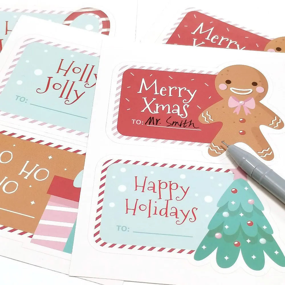 10-40Pcs 12.5x9cm Merry Christmas Stickers Fashion Cartoon Cute Labels For Gift Decorative Package Wrapping Gift Box (ONLINE ORDER ONLY)