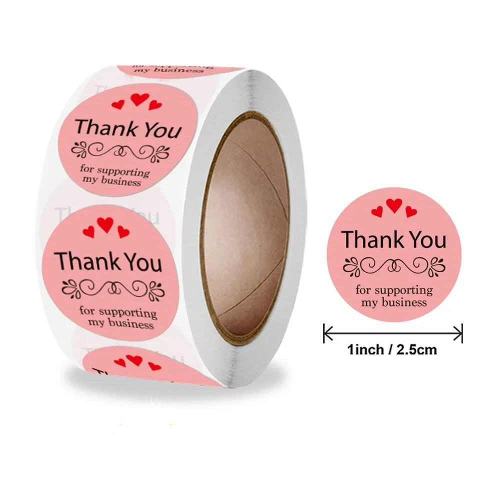 Pink Gift Sealing Stickers 500PCS Thank You Love Design Diary Scrapbooking Stickers Festival Birthday Gift Decorations Labels (ONLINE ORDER ONLY)