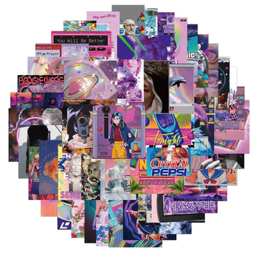 10/30/50pcs Ins Vaporwave Cool Stickers Aesthetic Graffiti DIY Phone Scrapbook Laptop Luggage Skateboard Sticker Decals Kids Toy (ONLINE ORDER ONLY)