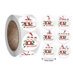 2020 New Christmas Stickers 100-500pcs Christmas Tags/Happy Holidays with 6 snowmen Sticker label (ONLINE ORDER ONLY)