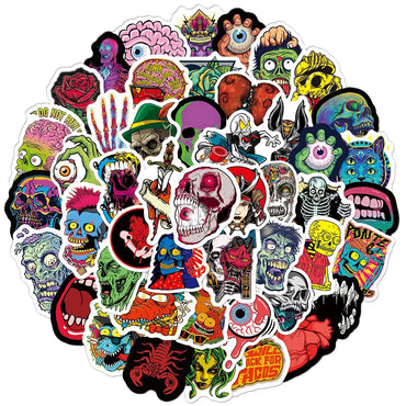 10/50/100PCS Horror Series Stickers Skull Zombie Skateboard Guitar Laptop Motorcycle Suitcase Bike Cool Sticker Decal Kid Toy (ONLINE ORDER ONLY)