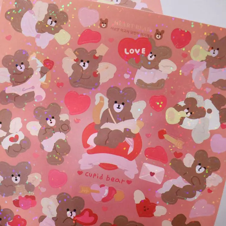 Laser Retro Bear Stickers Scrapbooking Decorative Sticker Korean DIY Diary Album Stick Label Kawaii Stationery (ONLINE ORDER ONLY)