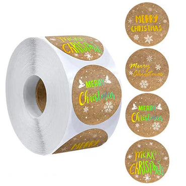 100-500Pcs Round Merry Christmas Stickers Seal Labels 1inch Golden Word Label For Christmas Gift Decorate Sticker (Online Order Only)