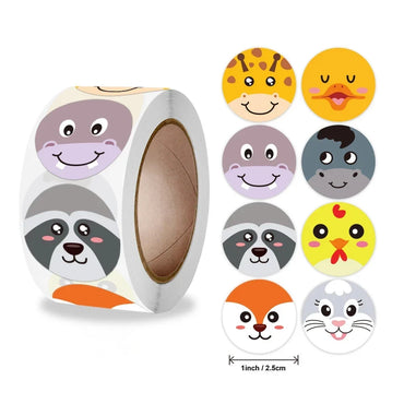 Stickers 500pcs/roll Children's Cute Animal Stickers Teacher Reward Encourage Students Thank You Stickers (ONLINE ORDER ONLY)