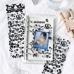 Kawaii Black White Cow Ribbon Stickers DIY Craft Scrapbooking Stick Label  Album Journal Planner Stationery Sticker (ONLINE ORDER ONLY)