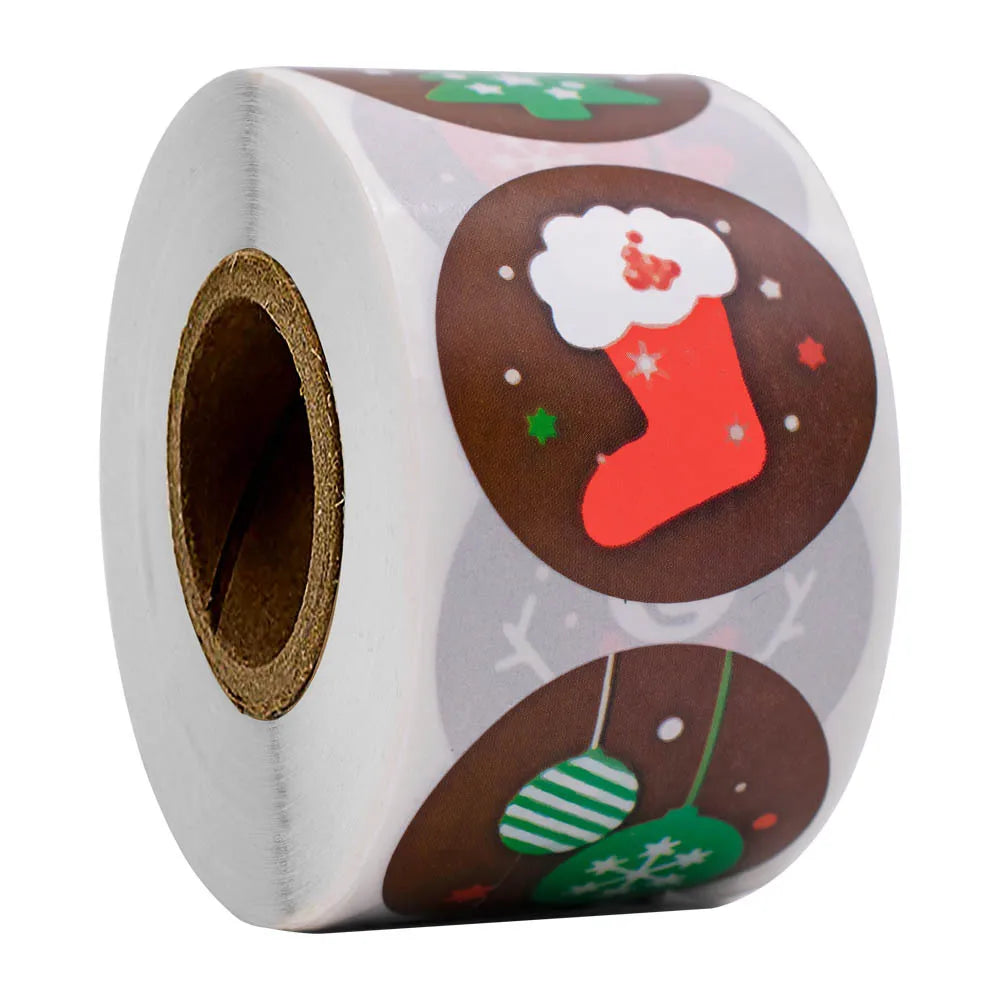 100-500pcs Christmas Stickers Santa Snowflake Adhesive Label Stickers DIY Biscuit Gift Baking Business Packaging Stickers (ONLINE ORDER ONLY)