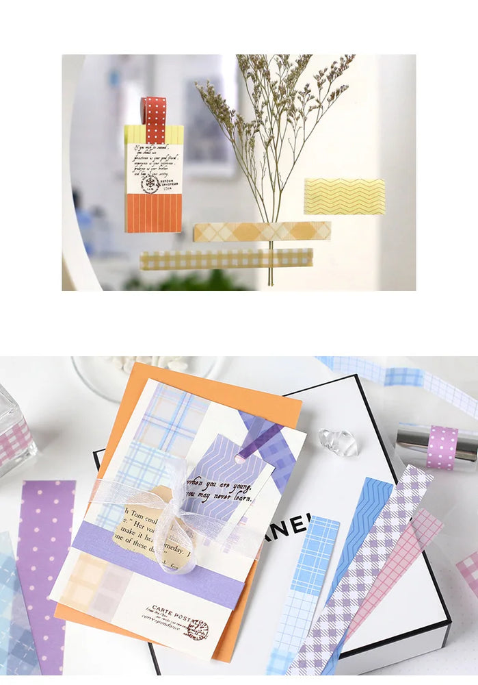 45Pcs/lot Retro Lattice wave point long stickers Scrapbooking Decorative Sticker DIY Diary Album Stick Label Kawaii Stationery (ONLINE ORDER ONLY)