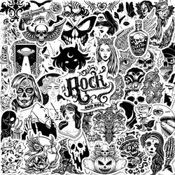 Gothic Horror Skeleton Stickers Set - Black White Decals for Luggage & DIY (ONLINE ORDER ONLY)