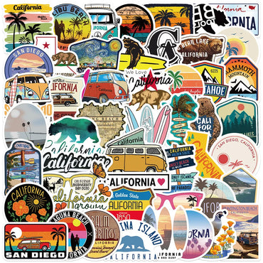 10/30/50PCS California Landscape Graffiti Stickers Aesthetic DIY Bike Travel Luggage Guitar Laptop Waterproof Decal Toy Sticker (Online Order Only)