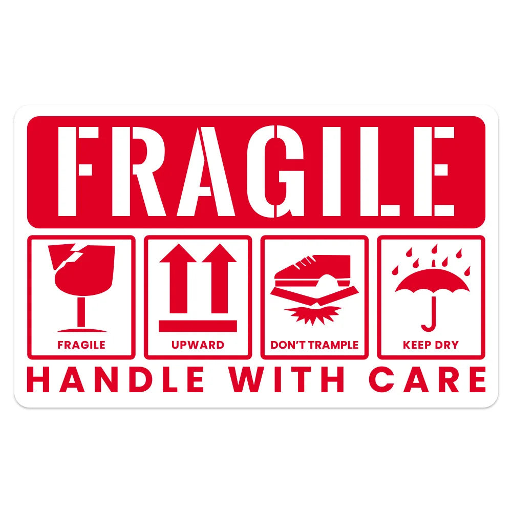 50pcs Red Fragile Reminder Warning Stickers 8x5cm "Handle With Care" Label Stickers For Fragile Express Parcels Packages (Online Order Only)