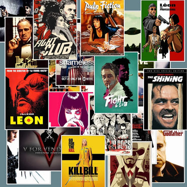 10/30/50PCS High Score Classic Movie Poster Sticker Packs - Leon, Reservoir Dogs, Fight Club and More (ONLINE ORDER ONLY)