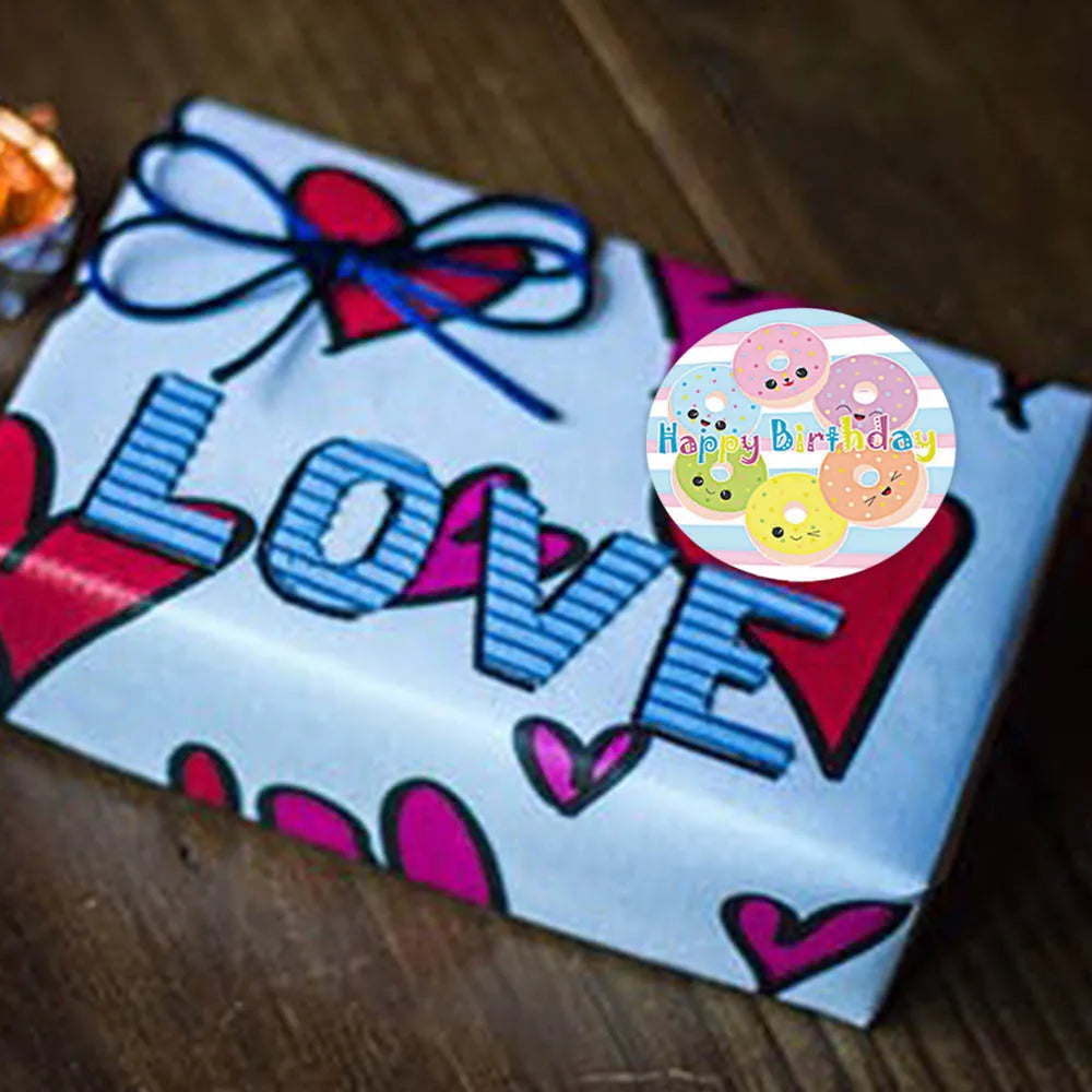 100-500pcs Happy Birthday stickers Gift packaging Sealing Label DIY Party decoration Self-adhestive Handmade Stationery Sticker (ONLINE ORDER ONLY)