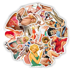 10/30/50pcs Retro Sexy  Pin Up Girl Stickers DIY Skateboard Car Bike Phone Notebook Laptop Luggage Waterproof Kids Sticker Toy (ONLINE ORDER ONLY)