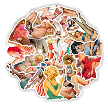 10/30/50pcs Retro Sexy  Pin Up Girl Stickers DIY Skateboard Car Bike Phone Notebook Laptop Luggage Waterproof Kids Sticker Toy (ONLINE ORDER ONLY)
