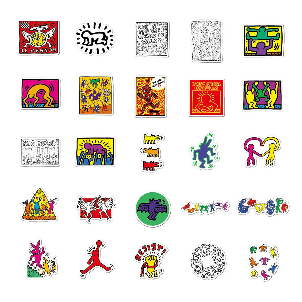 10/30/50Pcs Keith Funny Cartoon Graffiti Sticker Waterproof Fridge Guitar Laptop Motorcycle Skateboard Joke Decal Classic Toy (ONLINE ORDER ONLY)