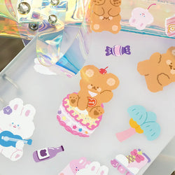 Kawaii Soft Bear Rabbit Decorative Stickers Adhesive Stickers DIY Diary Stationery Stickers Children Gift School Office Supplies (ONLINE ORDER ONLY)