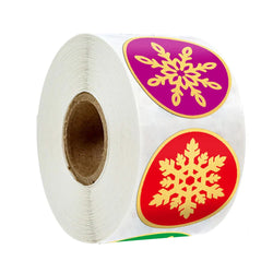 100-500pcs Color Snowflake Merry Christmas Sticker Gift Envelope Sealing Label Decoration Stationery Sticker 2.5cm (ONLINE ORDER ONLY)
