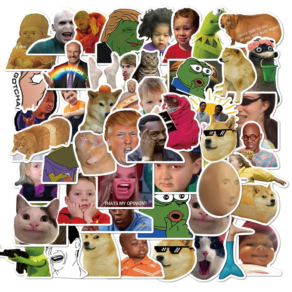 Classic Meme Stickers Pack for Laptop, Fridge, Guitar, Motorcycle, Luggage, Phone, Skateboard - 10/30/50PCS (Online Order Only)