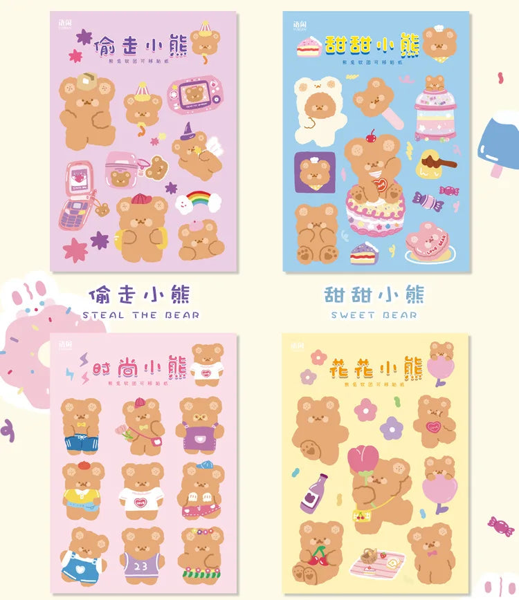 Kawaii Soft Bear Rabbit Decorative Stickers Adhesive Stickers DIY Diary Stationery Stickers Children Gift School Office Supplies (ONLINE ORDER ONLY)