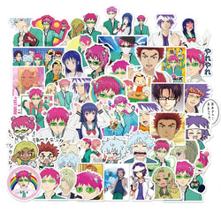 50Pcs Anime The Disastrous Life of Saiki K 2 Stickers Decals Saiki Kusuo Sticker For Laptop Skateboard Motorcycle Kids Toys (Online Order Only)