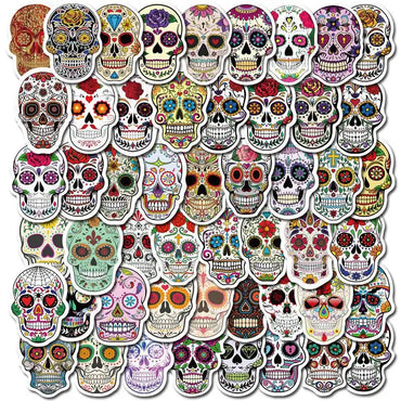 10/30/50PCS Colorful Skull Skeleton Funny Stickers DIY Car Motorcycle Luggage Phone Guitar Laptop Waterproof Joke Toy Sticker (ONLINE ORDER ONLY)