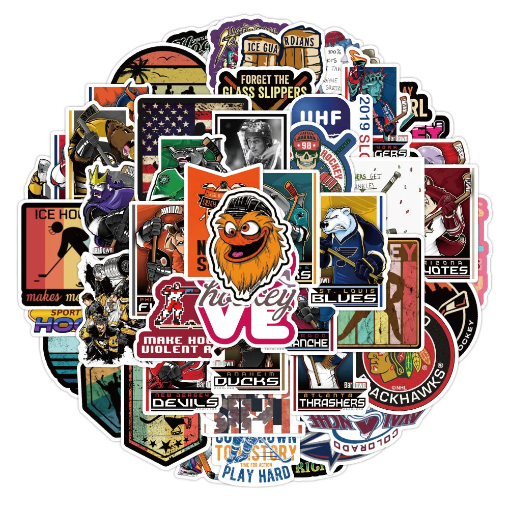 Hockey Graffiti Stickers 10/30/50pcs Waterproof for Kids Laptop Luggage Phone Skateboard (ONLINE ORDER ONLY)