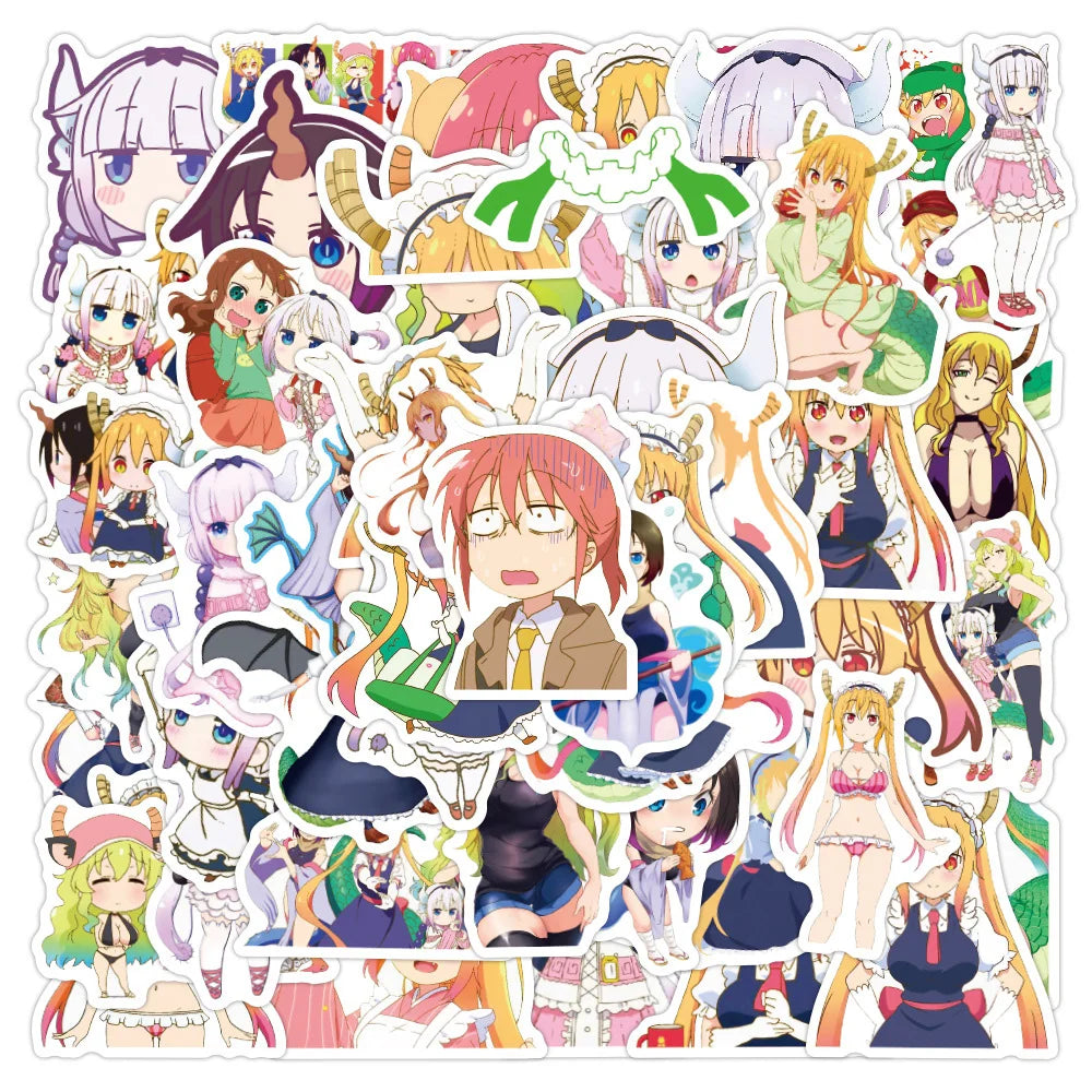 Miss Kobayashi's Dragon Maid Stickers - 10/30/50PCS Cartoon Decals for Luggage, Laptop, Bike, Kid Gift (ONLINE ORDER ONLY)