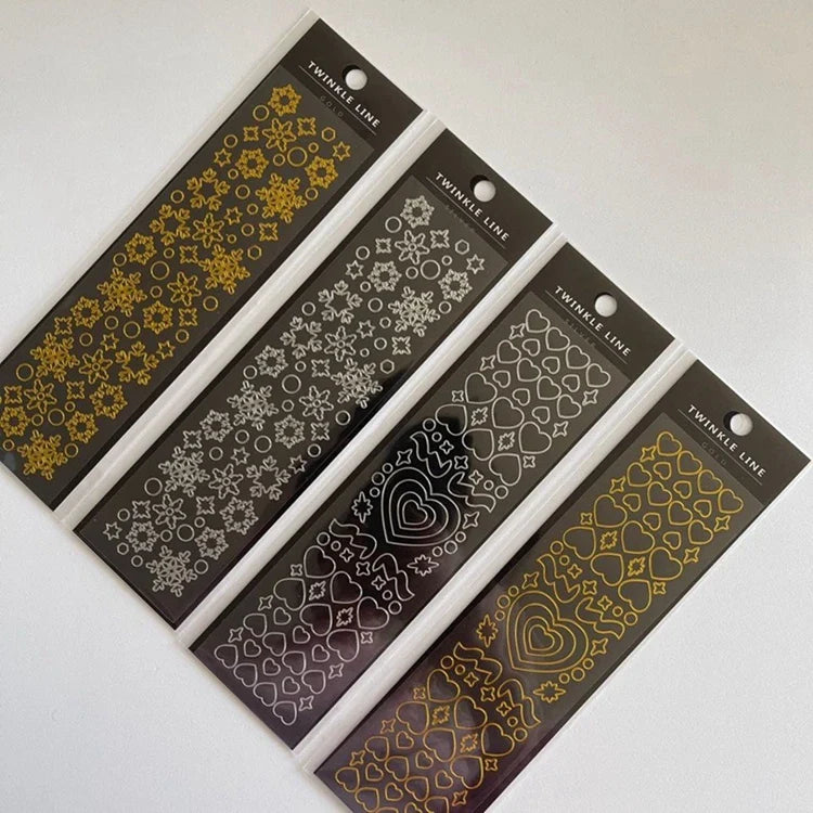 Gold Silver Butterfly Heart Cherry Series Stickers Korea Ins Hand Account Creative DIY Deco Material Stickers Stationery (ONLINE ORDER ONLY)