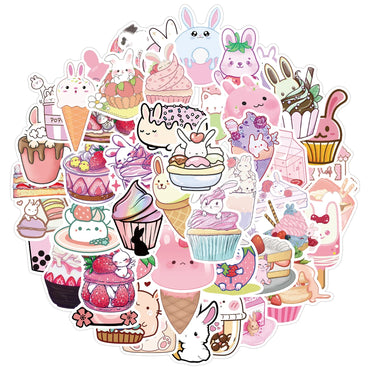 10/30/50PCS INS Style Cute Pink Pixel Cartoon Stickers DIY Bike Travel Luggage Laptop Graffiti Waterproof Sticker Kid Toy Decal (Online Order Only)