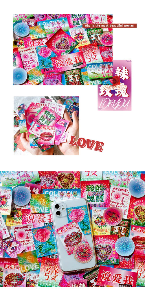 45Pcs/lot Neon Light Garden Series Laser Stickers Girl Scrapbooking Stick Label Diary Album Sticker Personalized Stationery Gift (Online Order Only)
