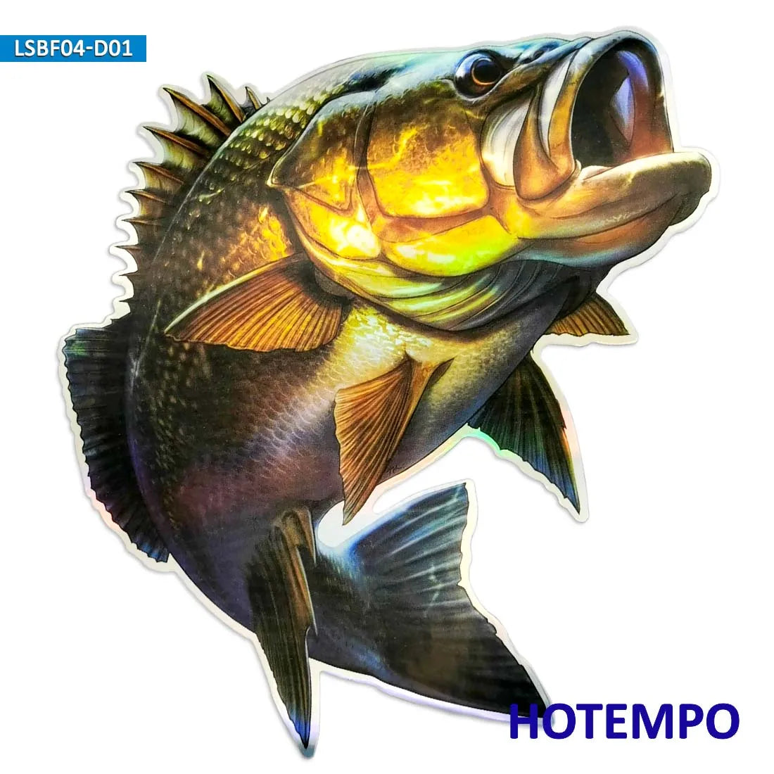 7.87inch 20cm Laser Big Size Fish Perch Largemouth Bass Laptop Motorcycle Car Stickers for Fisherman Fishing Waterproof Sticker (Online Order Only)