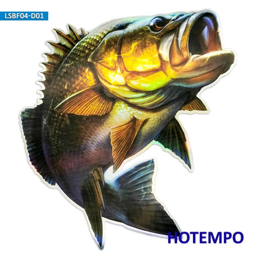 7.87inch 20cm Laser Big Size Fish Perch Largemouth Bass Laptop Motorcycle Car Stickers for Fisherman Fishing Waterproof Sticker (Online Order Only)