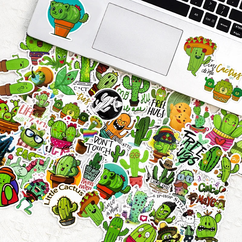 Cartoon Cactus Stickers for Car, Skateboard, Luggage, Graffiti (10/30/50PCS) (Online Order Only)