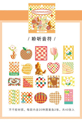 40Pcs Retro Grid Animals Decorative Stickers Scrapbooking Stick Label Diary Album Stickers Kawaii Stationery Cell Phone Stickers (ONLINE ORDER ONLY)