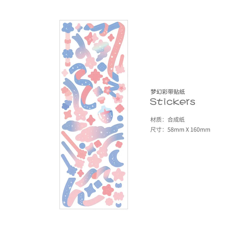 Cute Pink Purple Ribbon Stickers DIY Scrapbooking Phone Stickers Diary Album Decoration Stick Label Kawaii Stationery (Online Order Only)