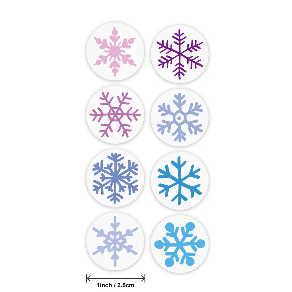 100-500pcs Color Snowflake Merry Christmas Sticker Gift Envelope Sealing Label Decoration Stationery Sticker 2.5cm (ONLINE ORDER ONLY)