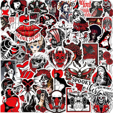 10/30/50pcs Punk Horror Gothic Graffiti Stickers Kids Toy Decals Laptop Phone Luggage Skateboard Car Cool Waterproof Sticker (ONLINE ORDER ONLY)