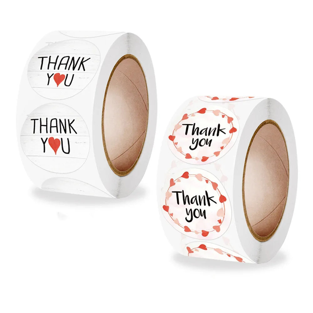 500pcs Labels 1inch Thank You Stickers For Wedding Pretty Gift Cards Envelope Sealing Label Stickers (ONLINE ORDER ONLY)