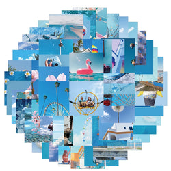 Blue Landscape Stickers Aesthetic DIY Motorcycle Phone Skateboard Notebook Suitcase Waterproof 10/30/62pcs (Online Order Only)
