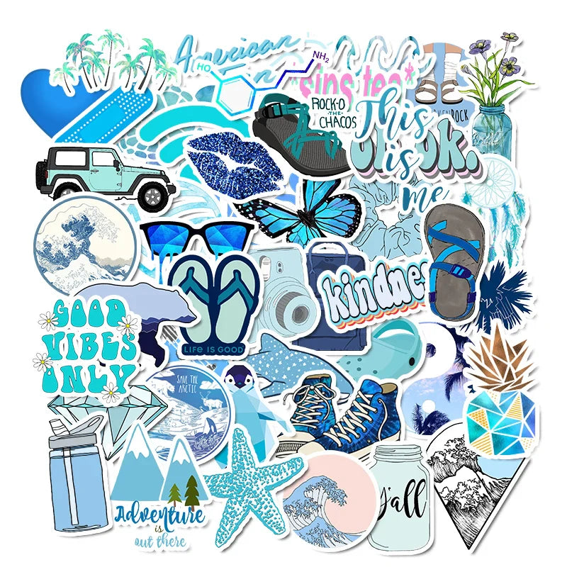 50 PCS/Pack VSCO Girl Stickers Waterproof Cool Stickers For Skateboard Laptop Suitcase Motorcycle Car Decal Toys For Children (Online Order Only)
