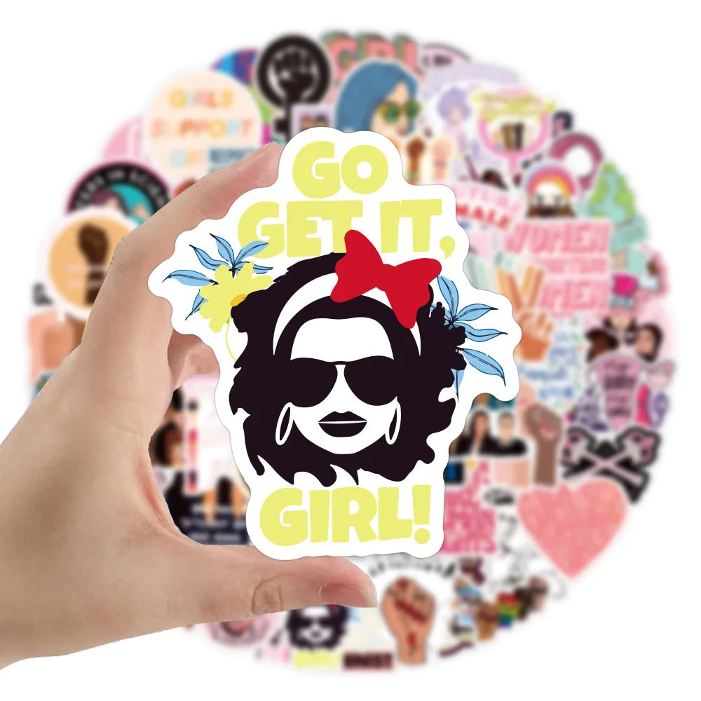 10/50/100PCS Girl Power Feminist Stickers Laptop Skateboard Phone Water Bottle Bike Waterproof Graffiti Sticker Decal Kid Toy (ONLINE ORDER ONLY)