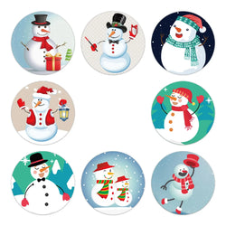 2020 New Christmas Stickers 100-500pcs Christmas Tags/Happy Holidays with 6 snowmen Sticker label (ONLINE ORDER ONLY)