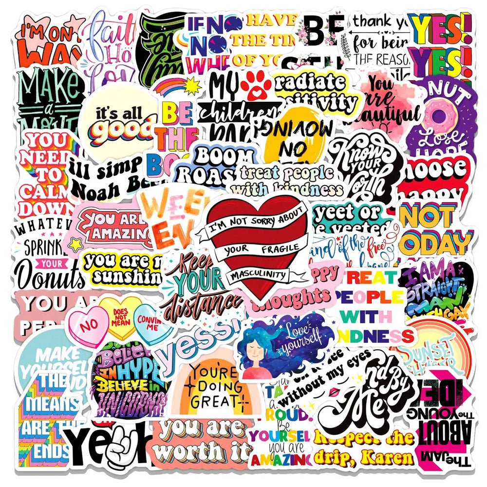 10/50Pcs Motivational Phrases Inspirational Life Quotes Sticker Packs (ONLINE ORDER ONLY)