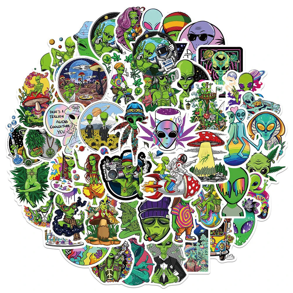 Maple Leaf Alien Graffiti Stickers for Kids Luggage Guitar Car Laptop 10/30/50pcs (Online Order Only)