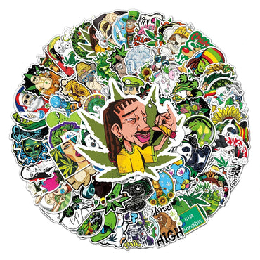 10/30/50/100PCS Funny Leaves Character Smoking Waterproof Stickers Graffiti Decals Motorcycle Laptop Guitar Phone Cool Sticker (ONLINE ORDER ONLY)
